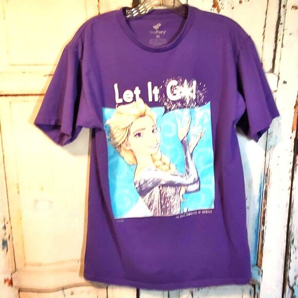 Tee Fury Purple Frozen Elsa Let it Go T-Shirt Tee Sz M Arendelle Royal Committee - Picture 2 of 7